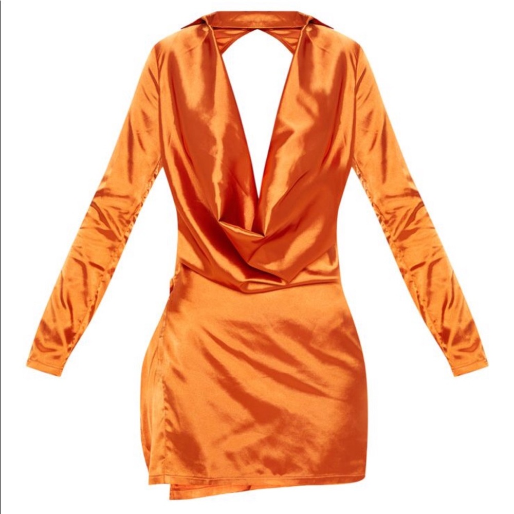 Rust Satin Mini Dress